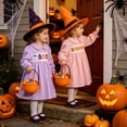 thumbnail image 7 of larppty Toddler Baby Girl Halloween Outfit Plaid Smocked Dress Pumpkin Ghost Long Sleeve Dresses Girls Fall Winter Clothes, 7 of 7