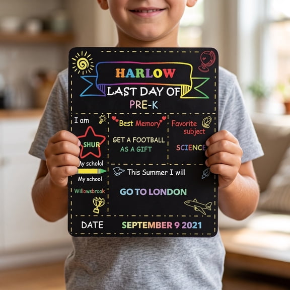 SHJHENG First & Last Day of School Chalkboard Sign, Reusable Black Photo Prop Board, Back to School Milestone Board For Kindergarten Pre-K Grade School Memory Picture Taking Decor