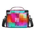 thumbnail image 3 of Pink and Red Checkered Pattern Insulated Lunch Box for Women Men, Medium Leakproof Cooler Bag with Adjustable Strap, 10"x6.7"x8", 3 of 6