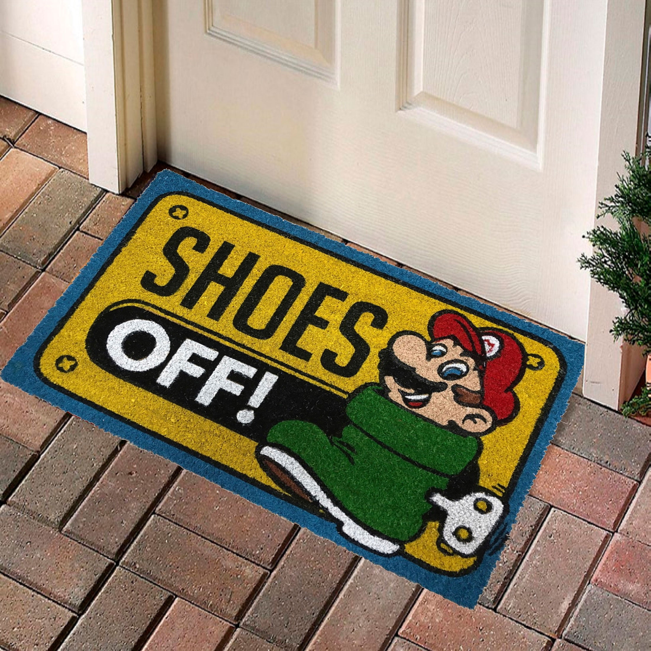Super Mario Door Mat Brown 40x60cm Shoes Off 