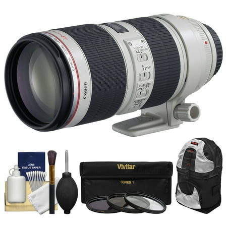 Canon EF 70-200mm f/2.8 L IS II USM Zoom Lens + Backpack + 3 UV/ND8/CPL Filters Kit for EOS 6D, 70D, 7D, 5DS, 5D Mark II III, Rebel T5, T5i, T6i, T6s