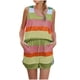 thumbnail image 1 of Conjunto de pantalones cortos informales con cuello redondo y cuello redondo sin mangas a rayas de verano para mujer Fridja  fhjkhfk459591, 1 of 5