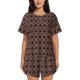 thumbnail image 1 of Balery Brown Gold Grid Conjunto de Pijama para Mujer con Estampado, Dos Piezas de Manga Corta y Shorts, Ropa de Dormir Suave con Cuello Redondo y Bolsillos-Medium, 1 of 6