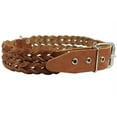 thumbnail image 2 of Double Braid Brown Genuine Leather Dog Collar Braided 1.5" Wide, Fits 19.5"-22.5" Neck, Large, 2 of 3