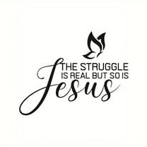 2pcs "The Struggle Is Real But So Is God" Vinyl Decals - Car, Truck, Motorcycle, Laptop, Water Bottle, Wall Decor, Religious Stickers, Christmas Gift