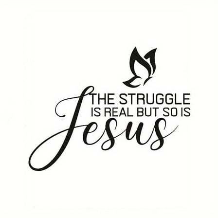 2pcs "The Struggle Is Real But So Is God" Vinyl Decals - Car, Truck, Motorcycle, Laptop, Water Bottle, Wall Decor, Religious Stickers, Christmas Gift