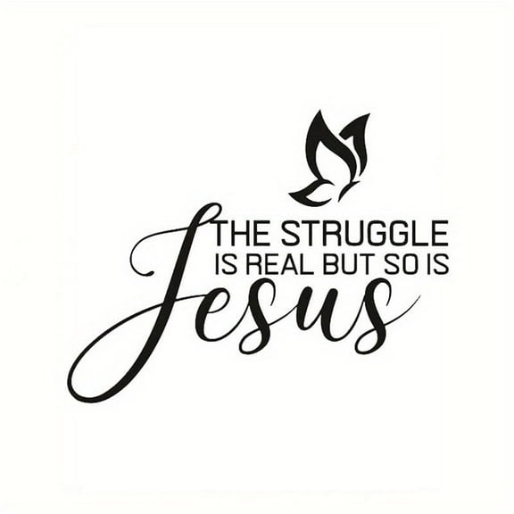 2pcs "The Struggle Is Real But So Is God" Vinyl Decals - Car, Truck, Motorcycle, Laptop, Water Bottle, Wall Decor, Religious Stickers, Christmas Gift