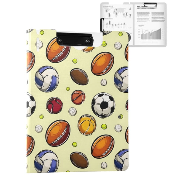 ALAZA Rugby Baseballs Football A4 Foldable Clipboard 360 Degree Folder Binder