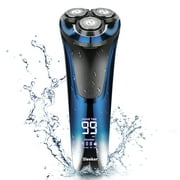Prozing Electric Razor for Men, Rechargeable Electric Beard Shaver with Pop-up Sideburn Trimmer, Gift for Him, Blue