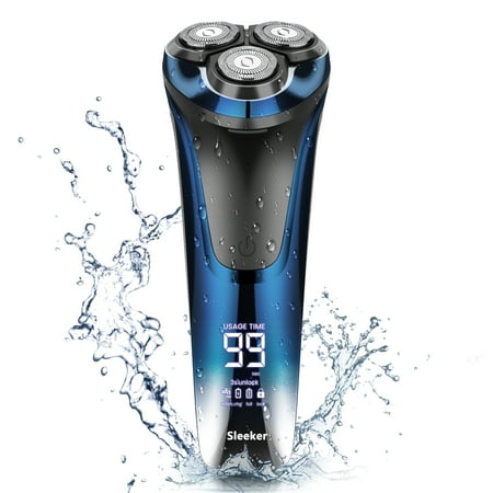 Prozing Electric Razor for Men, Rechargeable Electric Beard Shaver with Pop-up Sideburn Trimmer, Gift for Him, Blue