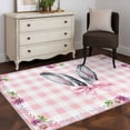 thumbnail image 3 of Area Rugs for Living Room Bedroom, Spring Easter 4'x6' Rug Washable Carpet Runner Indoor Outdoor, Cute Rabbits Ears Bow Daisy Floral Pink Plaid Non Slip Accent Floor Mats Rug for Kitchen, Office, 3 of 8