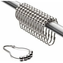 12 Pack Stainless Steel Shower Curtain Rings for Bathroom by Emlimny - Rust Proof Shower Curtain Hooks for Bathroom, Metal Shower Curtain Hooks, Chrome (Silver)