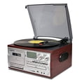 thumbnail image 1 of LoopTone Reproductor de discos de vinilo 9 en 1 Tocadiscos vintage Bluetooth de 3 velocidades Reproductor de casete de CD Radio AM/FM Grabadora USB Entrada auxiliar Salida de línea RCA (Plata), 1 of 5