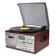 thumbnail image 1 of LoopTone Reproductor de discos de vinilo 9 en 1 Tocadiscos vintage Bluetooth de 3 velocidades Reproductor de casete de CD Radio AM/FM Grabadora USB Entrada auxiliar Salida de línea RCA (Plata), 1 of 5