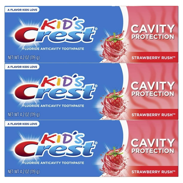 Crest Kid's Cavity Protection Fluoride Toothpaste, Strawberry Rush, 3