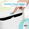 thumbnail image 3 of Mini Trash Can with Lid - Press-Type, Removable Inner Plastic, Small Garbage Can, Compact Covered Closable Trash Bin for Desk, Countertop, Office, Kids - Oval Rectangle (White), 3 of 3