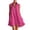 #0003-Hot Pink, variant on Women's Mock Neck Sleeveless Flowy Ruffled Swimsuit Cover-Up Dress with Front Zip Detail Bathing Suit Beach Bikini Wrap Summer Vacation Poolside Loose Casual Mini Sundress​