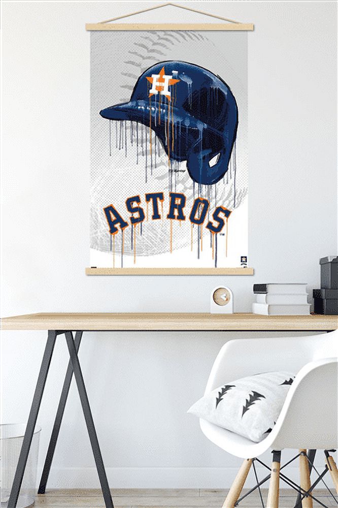 MLB Houston Astros - Drip Helmet 22 Wall Poster with Magnetic Frame, 22.375" x 34"