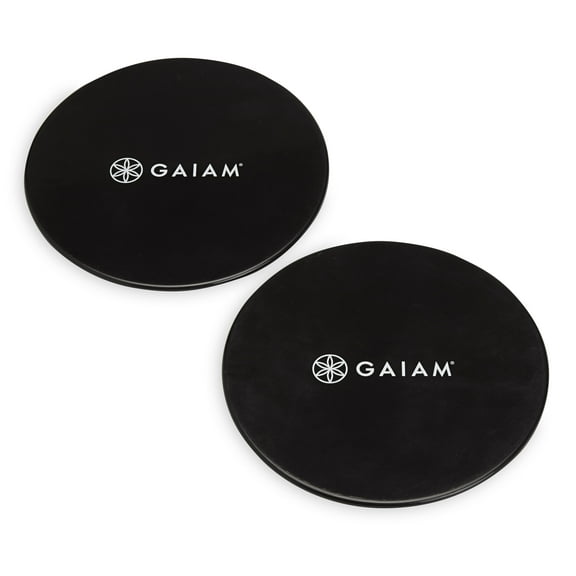 Gaiam Core Sliding Discs, Dual Sided Workout Sliders for Carpet & Hardwood Floor, for Women and Men, Grey/Black