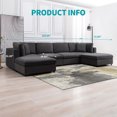 thumbnail image 3 of Mixoy  Velvet U/L Shaped Sectional Couch with Ottoman,Oversized 6-Seater Sofa Set for Living Room,Dark Grey, 3 of 9