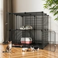 thumbnail image 7 of Uforic 2-Tier 28" Cat Cage & Playpen – Metal Indoor Enclosure for 1-2 Cats, Rabbits, and Kittens – Ideal for Travel, Camping, and Home Use, Black, 7 of 7