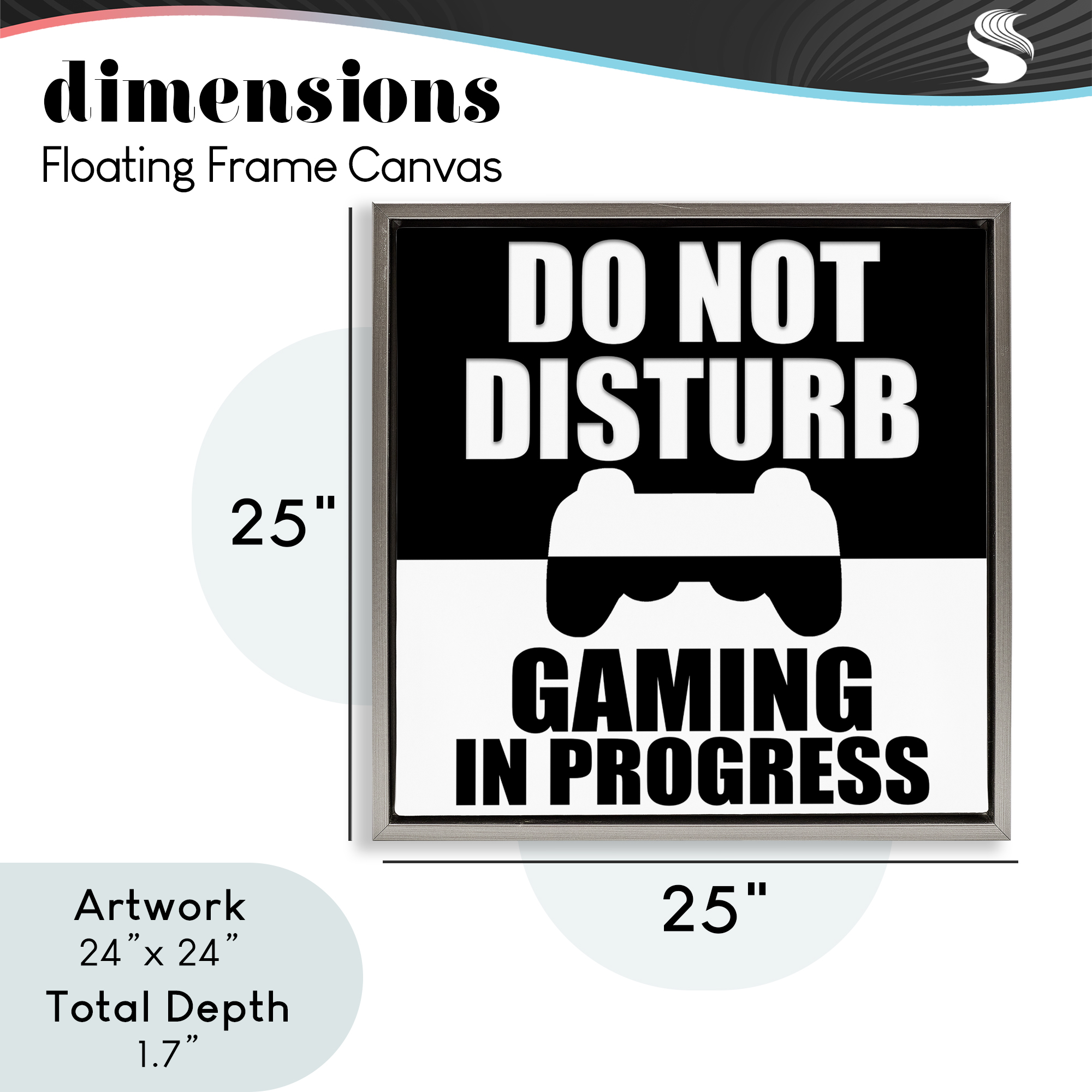 Do Not Disturb Minimal Gamer Gray Framed Floater Canvas Wall Art, design by Kim Allen