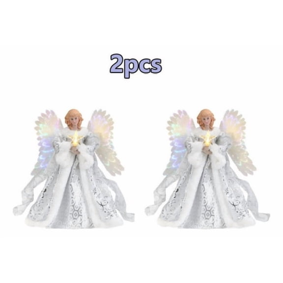 Angel Tree Topper with Lights, 2 Pieces
