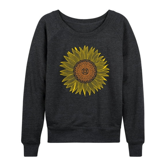 Instant Message - Sunflower Mandala - Ladies French Terry Long Sleeve Shirt