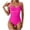 Hot Pink, variant on cocolona Womens One Piece Swimsuit with Built in Bra Sexy Solid Color Backless Strap Bathing Suits Beach Slim Pleated Swimwear