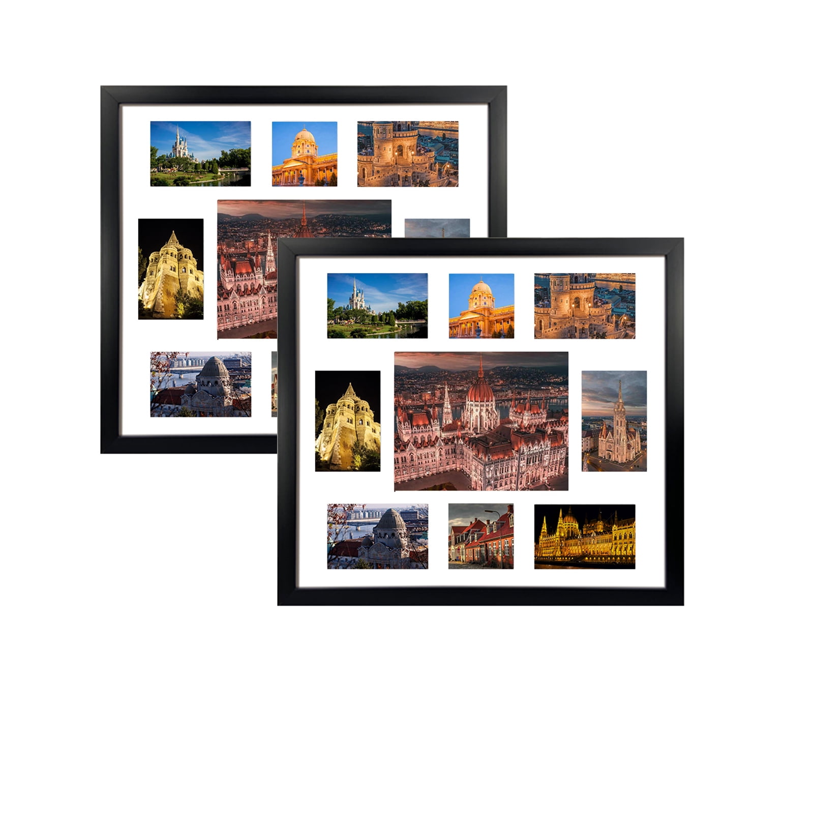 4x6 Collage Picture Frames 2 Pack, 9 Opening Black Multi Photo Frame with Mat Horizontal and