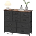 thumbnail image 2 of HOMEFORT 11 Drawer Dresser with Power Outlet, Fabric Chest of Drawers for TV Stand up to 43", Large Capacity Storage Organizer Tower for Bedroom, Closet, Nursery, Living Room, Entryway, Rustic Brown, 2 of 8