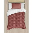 thumbnail image 3 of Retro Duvet Cover Set, Curvy Wavy Lines Simplistic Pattern on Dark Red Background Vintage Twist Tile, Decorative 3 Piece Bedding Set with 2 Pillow Shams, King Size, Burgundy White, by Ambesonne, 3 of 3