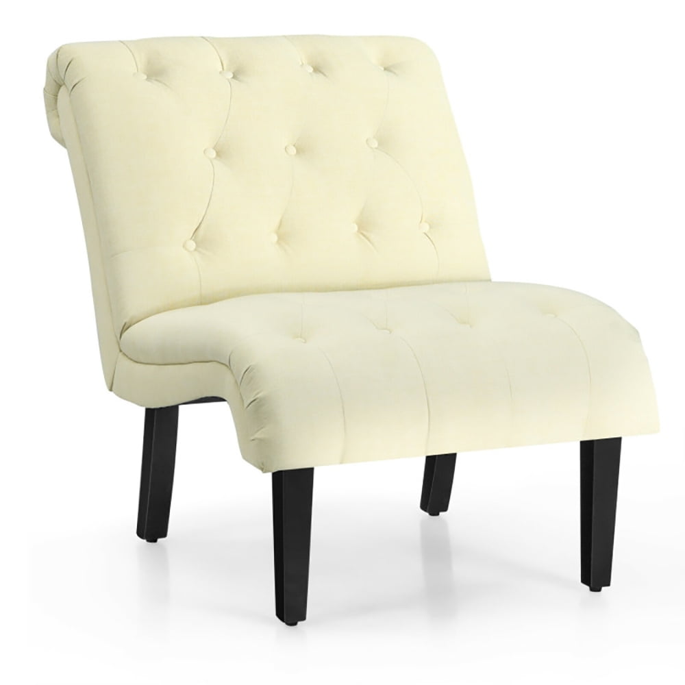 Finihen Armless Accent Chair, Cotton Linen Fabric Armless Accent Chair with Adjustable Foot Pads, for Living Room, Bedroom, Beige Finihen Armless Accent Chair, Cotton Linen Fabric Armless Accent Chair with Adjustable Foot Pads, for Living Room, Bedroom, Beige
