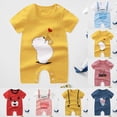 thumbnail image 4 of KPOPLK 0-24 Months Baby Girl Boy Solid Color Romper Short Sleeve Jumpsuit Soft Bodysuit One-Piece Unisex Newborn Infant Clothing Size 6-12 Months,Light Yellow, 4 of 4