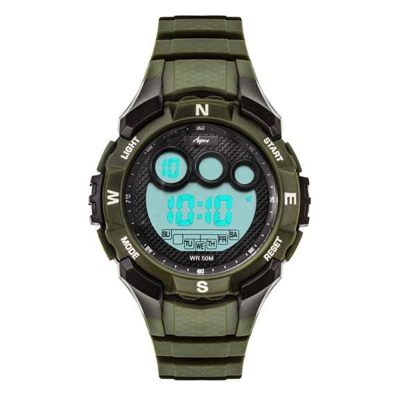 Aspen Mens Digital Sports Watch, 50mm Large Face Digital Watches for Men Chronograph - Day/Date/Month - Military Time 12H/24H, Backlight, Alarm, Dual Time, Stopwatch, 50M Water Resistant - Many Colors