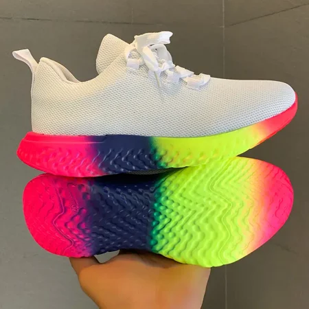 

Rainbow Sole Sports Shoes For Men & Women Breathable Lace-up Women‘s Running Shoes Couple Walking Sneakers
