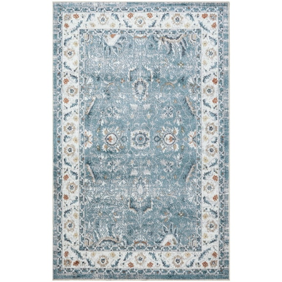 Nourison Astra Machine Washable 3'3" x 5' Blue Vintage Indoor Area Rug