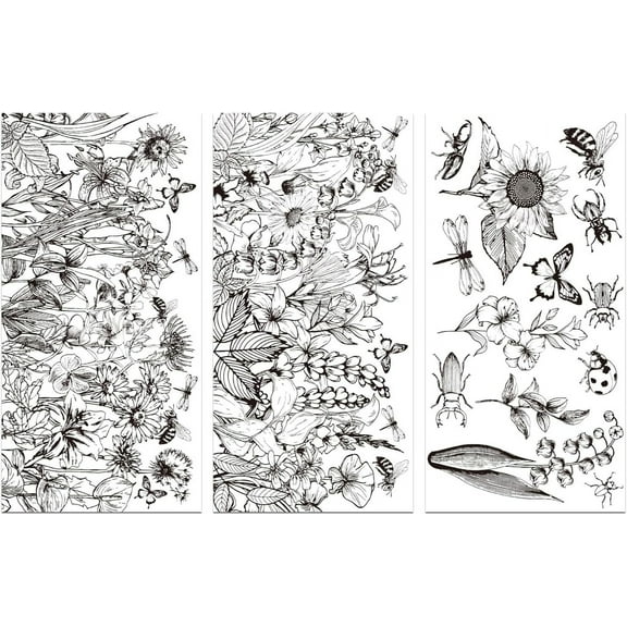 Plant Insect Rub On Transfers Vintage Plant Insect Transfers for Crafts Rub On Transfers for Crafts and Furniture Home Decor Decals Sticker Stickers 5.9inX11.8in Mixed Color 1set