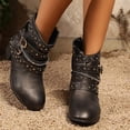 thumbnail image 5 of Mepaouo Vintage Combat Boots for Women Heel Buckles Bohemia Motorcycle Riding Booties(Brown,9), 5 of 9