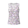 thumbnail image 4 of Xecao Purple Rabbit print women's scoop neck, loose-fit workout tank tops for the gym., 4 of 9