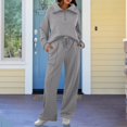 thumbnail image 2 of Baqcunre Women's Trousers Suit, Womens 2 Piece Outfits Half Zip Hoodie Sweatsuit Sets Oversized Sweatshirt Baggy Fall Fashion Sweatpants Gray 3XL, 2 of 5