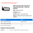 thumbnail image 2 of Right Passenger Side Power Mirror - Compatible with 2005 - 2009 Ford Mustang 2006 2007 2008, 2 of 2