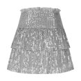 thumbnail image 7 of Kaemgyyd Womens Sequin Skirt Sparkly Cute High Waist Ruffle Flowy Glitter Mini Short Skirts Layered Night out Party Clubwear, 7 of 7