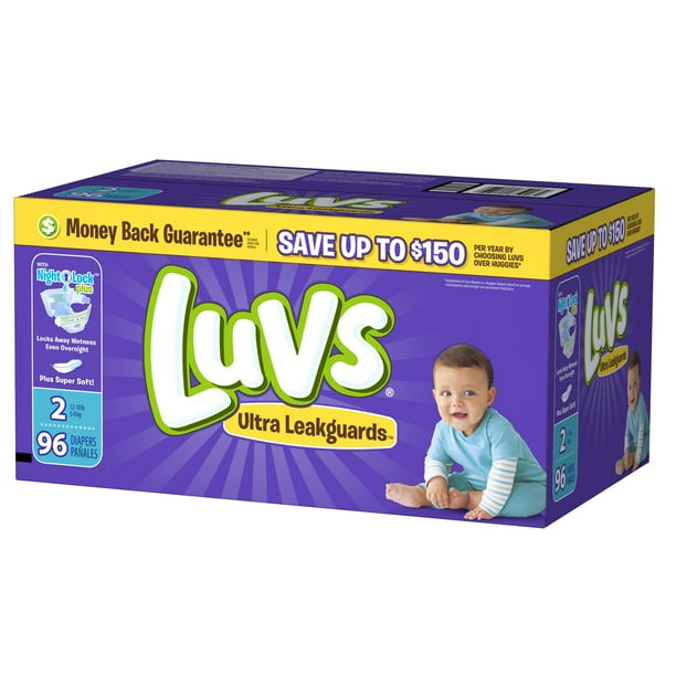 Luvs Ultra Leakguards Newborn Diapers Size 2 96 count - Walmart.com