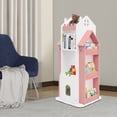thumbnail image 4 of 3 Tier Rotating Castle Bookshelf,360° Spinning Creative Castle Bookcase,Floor Standing Book Storage Organizer for Children's Room (Pink), 4 of 10