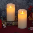 thumbnail image 2 of Mavandes 4&acirc;?x8&acirc;? Flameless Flickering Candles with Remote,Real Wax LED Battery Operated Pillar Candles with Timer,I, 2 of 6