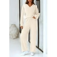 thumbnail image 4 of PRETTYGARDEN Women's 2 Piece Pullover Sweater Set Oversized V Neck Top Wide Leg Pants Fall Winter Fuzzy Lounge Outfit, 4 of 9