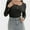 Black, variant on Women's Shirts Long Sleeve Casual Fall Top Button Ribbed Knit Basic Blouses