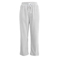 thumbnail image 5 of vigerkar Women's Corduroy Straight Leg Pants Wide Leg Fall Trousers, Drawstring Elastic Waist Comfy Loose Casual Pants for Winter (White, 3XL), 5 of 8