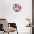 thumbnail image 2 of 12 Inch Wall Clock Battery Operated Silent Clock Decorative for Office, Kitchen, Outdoor, Living Room，Hummingbird Over Purple Flower Bush Watercolor Painting Floral Bird Multicolor, 2 of 4
